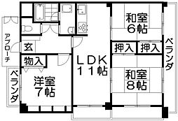 ハリマシリーズI 4階3LDKの間取り
