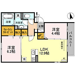グランツ遠里小野 2LDKの間取図画像