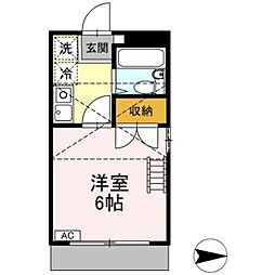 サンライズ西元町 1Kの間取図画像