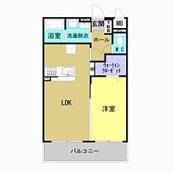 はなみずき3番館 1LDKの間取図画像