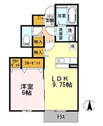 ホワイトレディー 1LDKの間取図画像