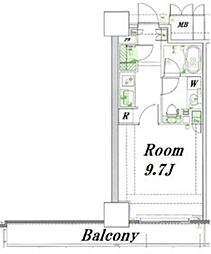 品川タワーフェイス 4階1Kの間取り