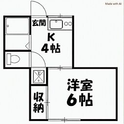 豊和コーポ 1Kの間取図画像