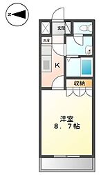 ベルグラース 1Kの間取図画像