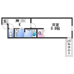 フジパレス新通2番館 1Kの間取図画像