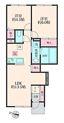 綾瀬市大上4丁目アパート 2LDKの間取図画像