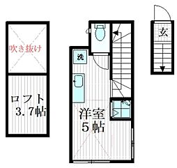 サークルハウス竹ノ塚弐番館 ワンルームの間取図画像
