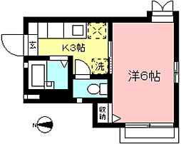 グリーンヒル調布 1階1Kの間取り