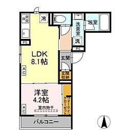 D-abanico 1LDKの間取図画像