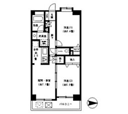 パークヒルズ武蔵小杉 2DKの間取図画像