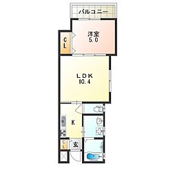 クリエオーレ平野本町 1LDKの間取図画像