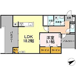 D-residence稲城 1LDKの間取図画像