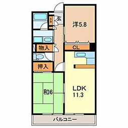 ラ・メールパレ蕨 2LDKの間取図画像