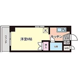 ハーベスト壱番館 ワンルームの間取図画像