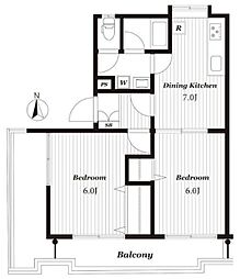 みすずマンション日野台 2DKの間取図画像