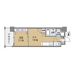 クリスタルアンドリゾートスカイプレミア 1DKの間取図画像