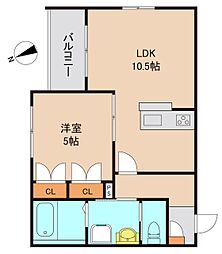 東京メトロ東西線 妙典駅 徒歩4分の賃貸マンション 2階1LDKの間取り
