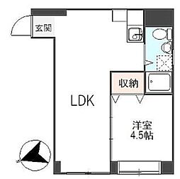 駒形武蔵野マンション 1DKの間取図画像