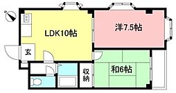 カームワン 2LDKの間取図画像