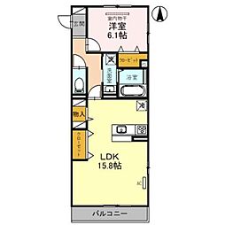D-room南塚口 1LDKの間取図画像