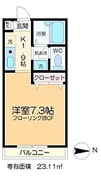 メルベーユ 1Kの間取図画像