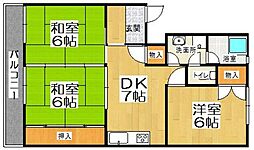下曰佐ビル 3DKの間取図画像