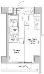 ザ・パークハビオ中野富士見町ガーデン 6階1LDKの間取り