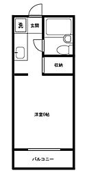多摩ペガサスビル1 3階1Kの間取り