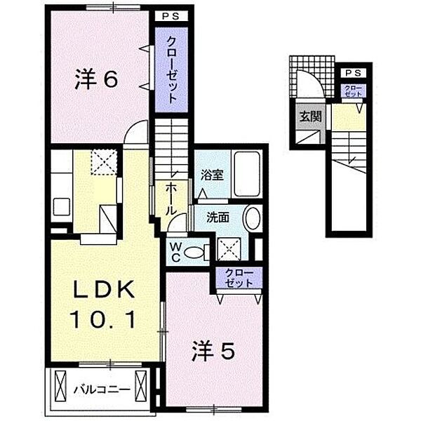和歌山県和歌山市有本(賃貸アパート2LDK・2階・54.00㎡)の写真 その2
