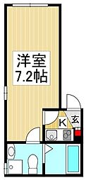 チュウジレジデンス 1Kの間取図画像
