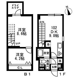 目黒区中町2丁目マンション 2DKの間取図画像