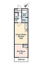 palmier 1階1LDKの間取り