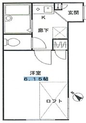 メゾン飛鳥 2階1Kの間取り