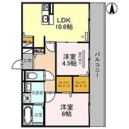 アテール 2LDKの間取図画像