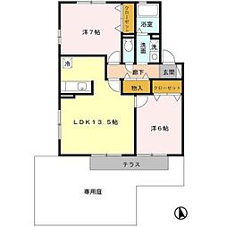 イナガーデン 2LDKの間取図画像