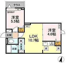 セレスティア江戸川II 1階2LDKの間取り
