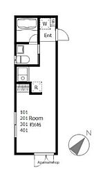 COCOIS2 ワンルームの間取図画像