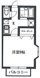 クレセント 1Kの間取図画像
