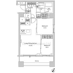 ザ・パークハビオ目黒プレイス 2LDKの間取図画像