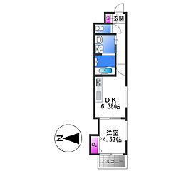 レクエルド柏田本町 1階1DKの間取り