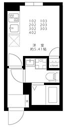 中板橋レジデンス 1階ワンルームの間取り