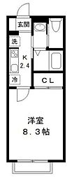 アイビスハイム 1Kの間取図画像