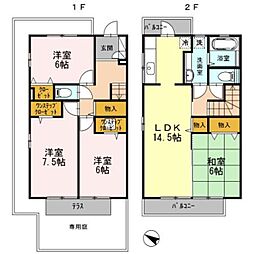 阪急千里線 千里山駅 徒歩20分の賃貸テラスハウス 4LDKの間取り