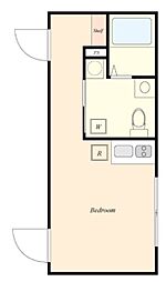 ブライトツー 1階ワンルームの間取り