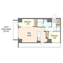 S-RESIDENCE高島平asolea 4階2LDKの間取り