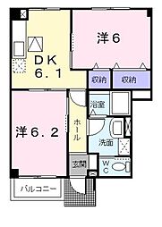 サンシャイン1 2DKの間取図画像