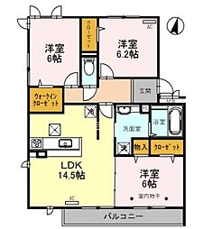 ロイジェントパークス レイクタウンII C 1階3LDKの間取り