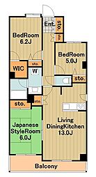 小田急多摩線 栗平駅 徒歩7分の賃貸マンション 5階3LDKの間取り