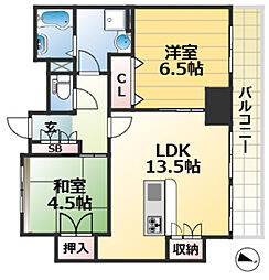 アスタ新長田タワーズコート2番館タワー棟 2LDKの間取図画像