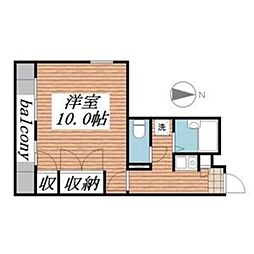 北長尾倶楽部 1Kの間取図画像